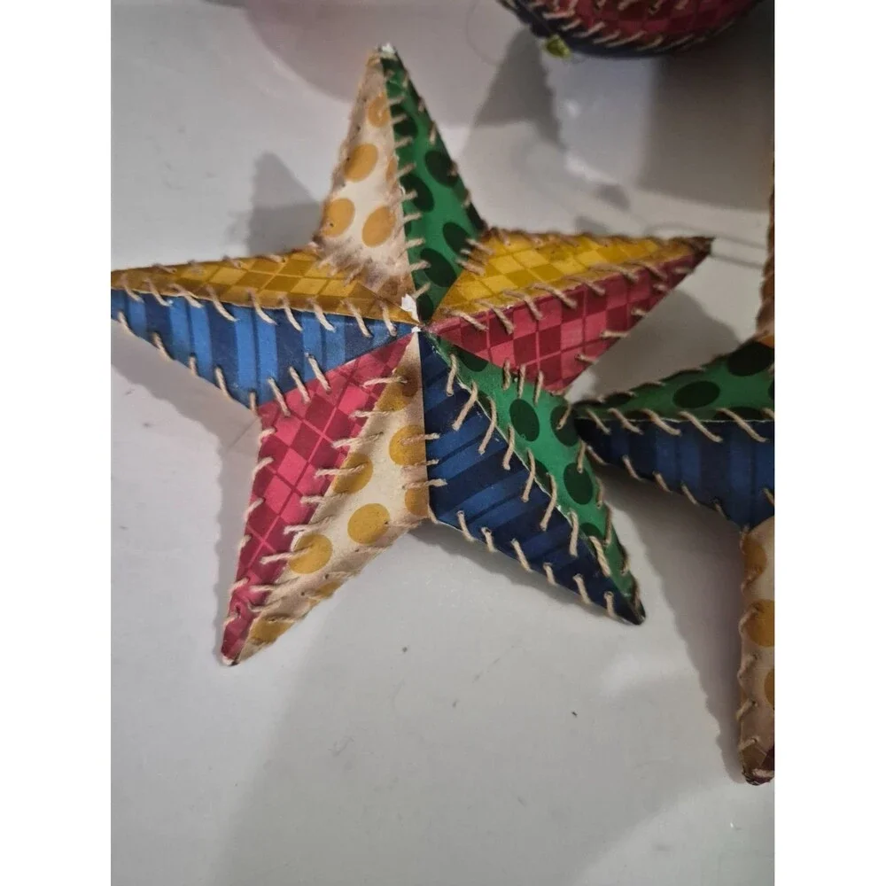 Colorful Vintage Hand Made Christmas Ornaments From Philippines Set Of 14